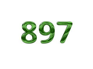 Green Number 897 isolated white background