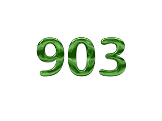 Green Number 903 isolated white background