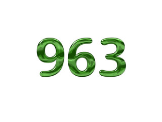 Green Number 963 isolated white background