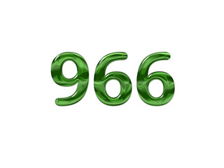 Green Number 966 isolated white background
