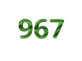 Green Number 967 isolated white background