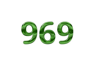 Green Number 969 isolated white background