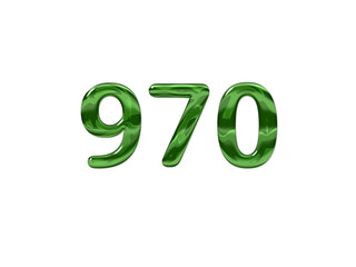 Green Number 970 isolated white background