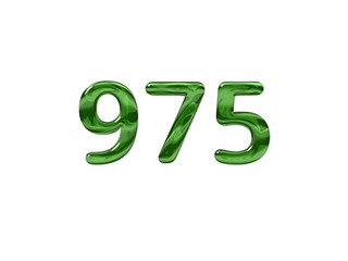 Green Number 975 isolated white background