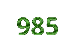 Green Number 985 isolated white background