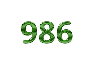 Green Number 986 isolated white background