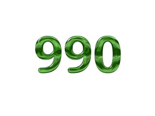Green Number 990 isolated white background