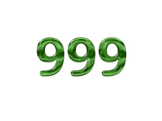 Green Number 999 isolated white background