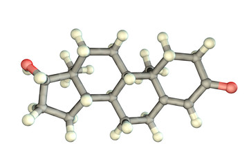 Testosterone, a primary sex hormone in men and an anabolic steroid, 3D illustration. It is responsible for development of reproductive tissues and promoting secondary sexual characteristics