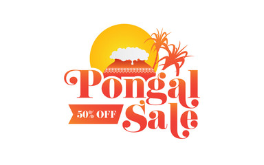 Fototapeta na wymiar Pongal Festival Sale Template with 50% Discount Tag