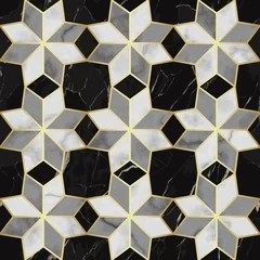 Foto op Canvas Luxury Marble Mosaic Star Tile Seamless Pattern © kronalux