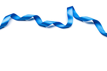 blue satin ribbon isolated on white backgroun