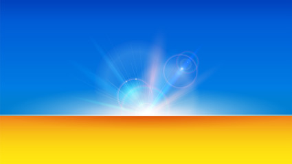 Abstract art background with blurred rays and beams. Use for invitations, placards, covers, leaflets. Defocused glare effect, soft focus. Vector 3d illustration on yellow and blue color.