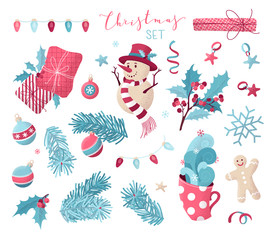 Vector set of Christmas design elements.