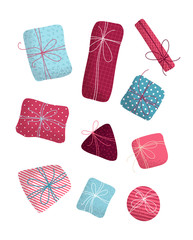 Vector set of various Christmas or Birthday gifts.