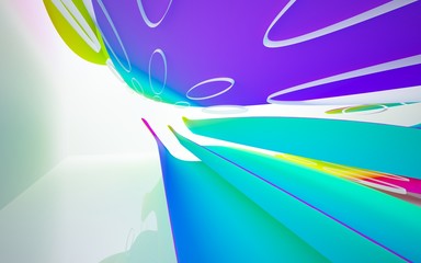 Fototapeta premium abstract architectural interior with colored smooth sculpture. 3D illustration and rendering