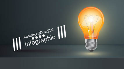 Bulb business infographic. Black studio.