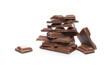 Chocolate bars isolated on white background