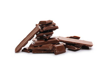 Chocolate bars isolated on white background