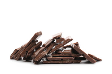 Chocolate bars isolated on white background