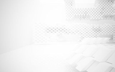 Abstract white interior of the future. 3D illustration and rendering
