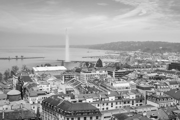 Top view of Geneva skyline from the Cathedral of Saint-Pierre