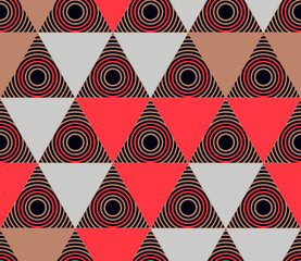 geometrical triangular grid seamless pattern red brown