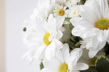close-up of large decorative daisies in bouquet