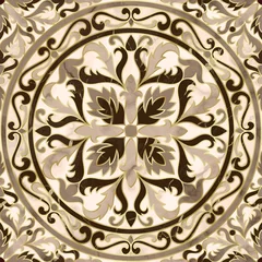 Gordijnen Luxury Beige Marble Mosaic Classic Seamless Pattern © kronalux