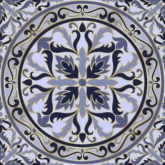 Gardinen Vector Mosaic Classic Seamless Pattern wiht Gold Foil © kronalux