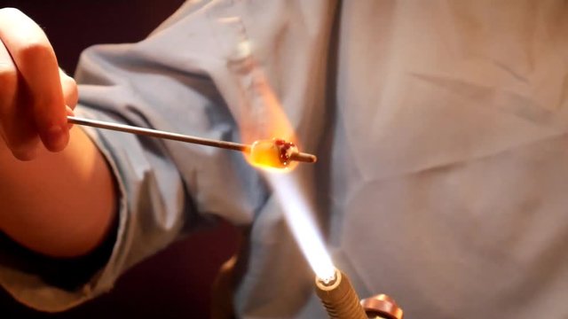 Heating a Glass Bead and Using Aluminum Marver to Press in Dots