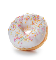 Tasty doughnut on white background