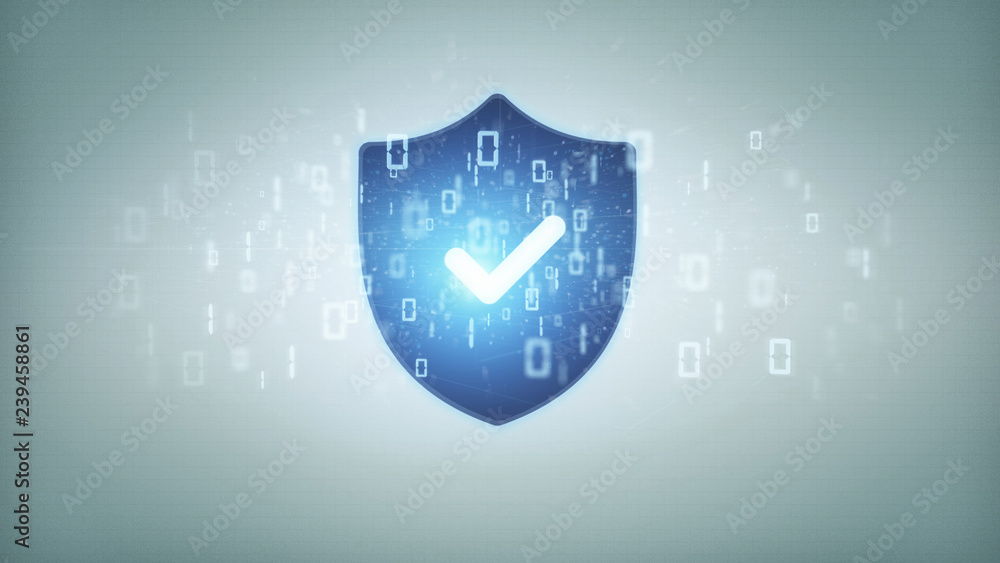 Poster shield web security concept on a background 3d rendering