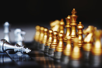 Chess board game, business competitive concept, strong financial capital advantage situation
