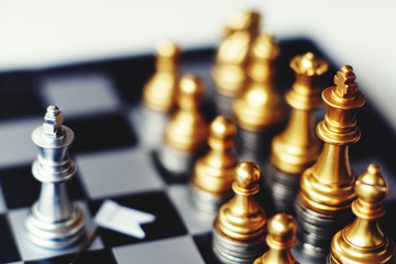 Chess board game, business competitive concept, strong financial capital advantage situation