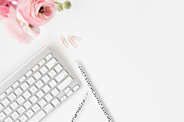 keyboard with pink flowers