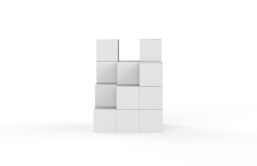 Blank white multi box display on isolated white background, 3d illustration