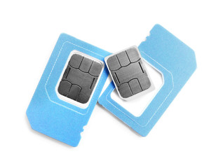 Sim cards on white background