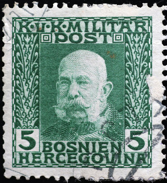 Franz Joseph I of Austria on vintage postage stamp