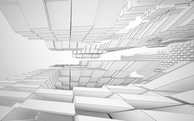 Obraz premium Abstract white interior highlights future. Polygon drawing . Architectural background. 3D illustration and rendering