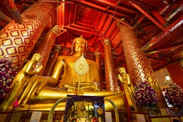 Giant Golden Buddha at Wat Phanan Choeng in Ayutthaya Province