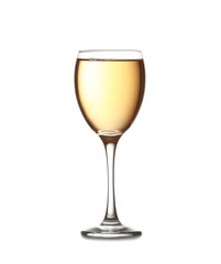 Glass of wine on white background