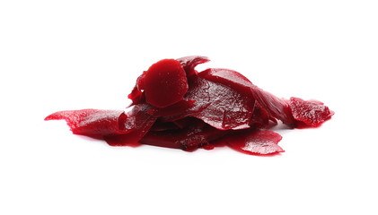 Fototapeta premium Fresh, cooked beetroot slices isolated on white background
