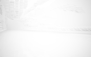 White smooth abstract architectural background. 3D illustration and rendering