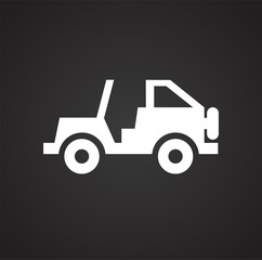 Offroad hunting vehicle icon on black background for graphic and web design, Modern simple vector sign. Internet concept. Trendy symbol for website design web button or mobile app