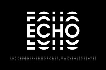 Echo style modern font, alphabet letters and numbers - obrazy, fototapety, plakaty