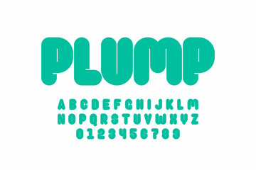 Plump font design, thick alphabet letters and numbers