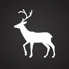 Deer icon on black background for graphic and web design, Modern simple vector sign. Internet concept. Trendy symbol for website design web button or mobile app