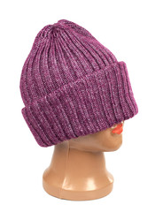 women`s knitted hat on a white background