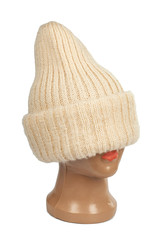 women`s knitted hat on a white background